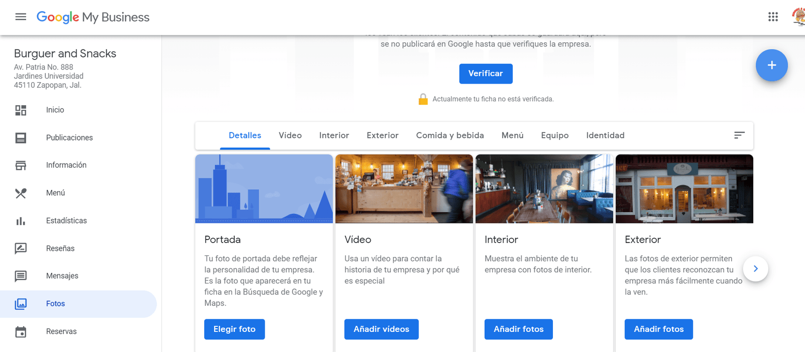 Añade fotografias y videos a tu perfil de negocio de Google