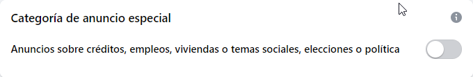Categoría de anuncio especial