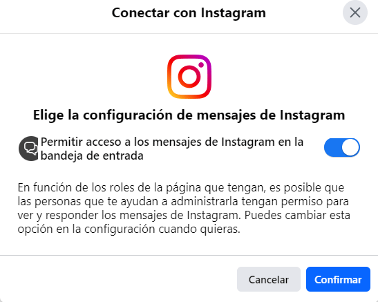 Conectar con Instagram confirmar