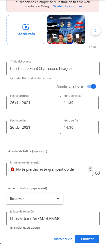 Crea eventos para tu restaurante