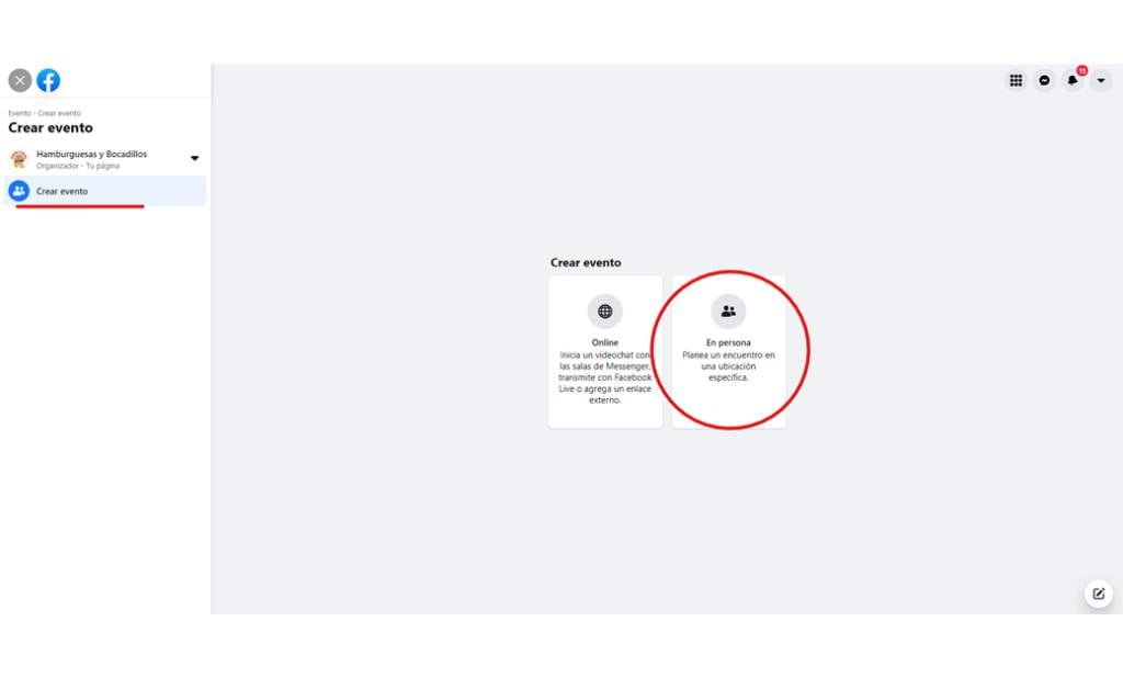 Crea tu primer evento en persona
