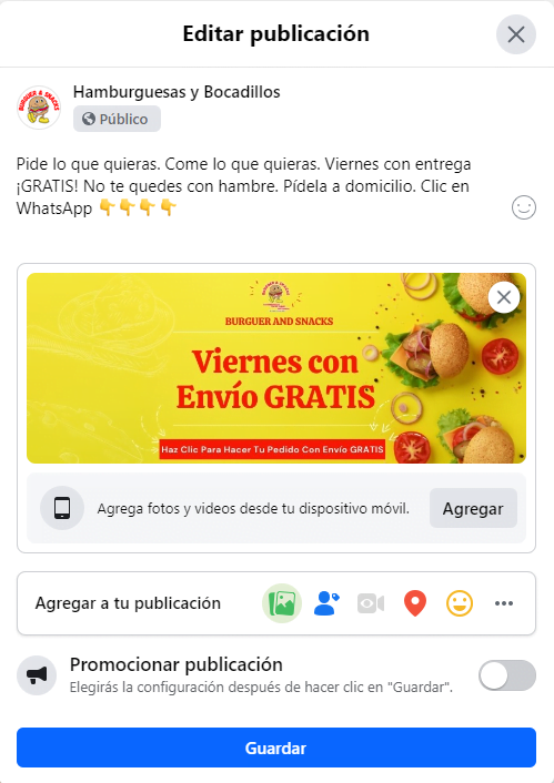 Crea y diseña tu publicación a promocionar