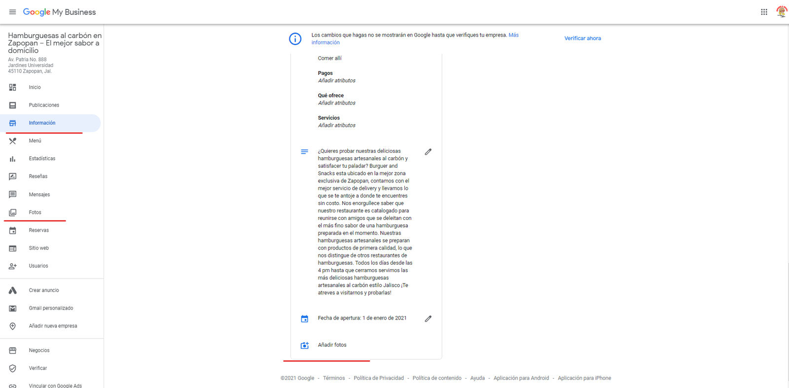 Descripción de tu restaurante