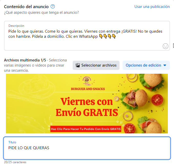 Descripción del anuncio