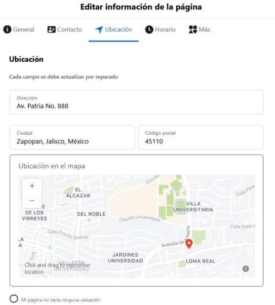 Editar información de la página_ubicación
