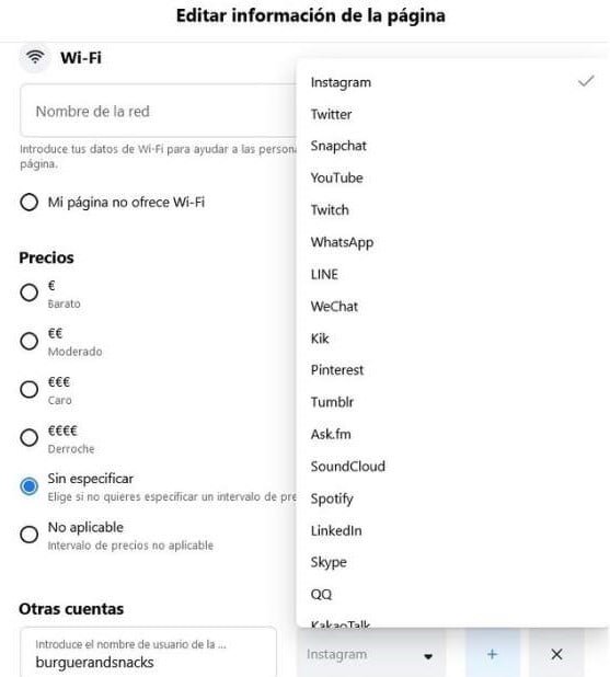 Editar otras cuentas en información de la página