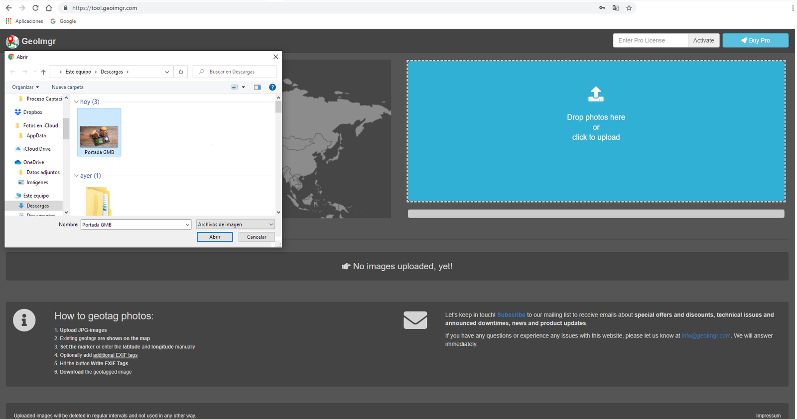 Geoetiquetar las imágenes de tu restaurante