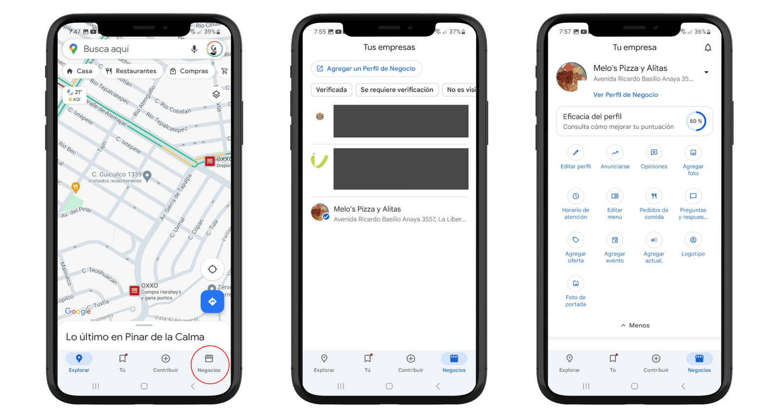 Gestionar tu perfil de la aplicación Google Maps en la pestaña Empresa