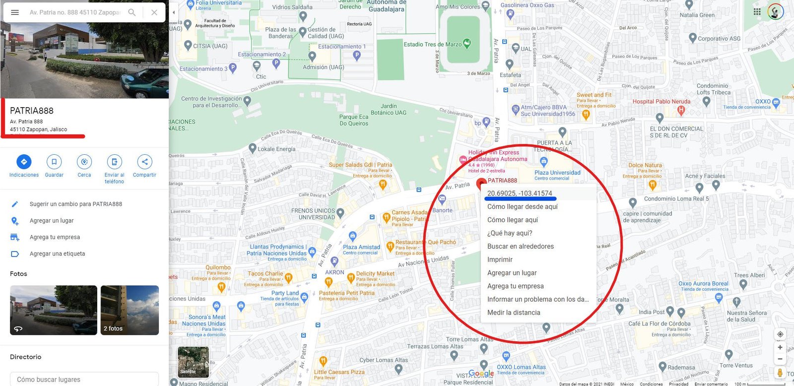 Las coordenadas de tu restaurante