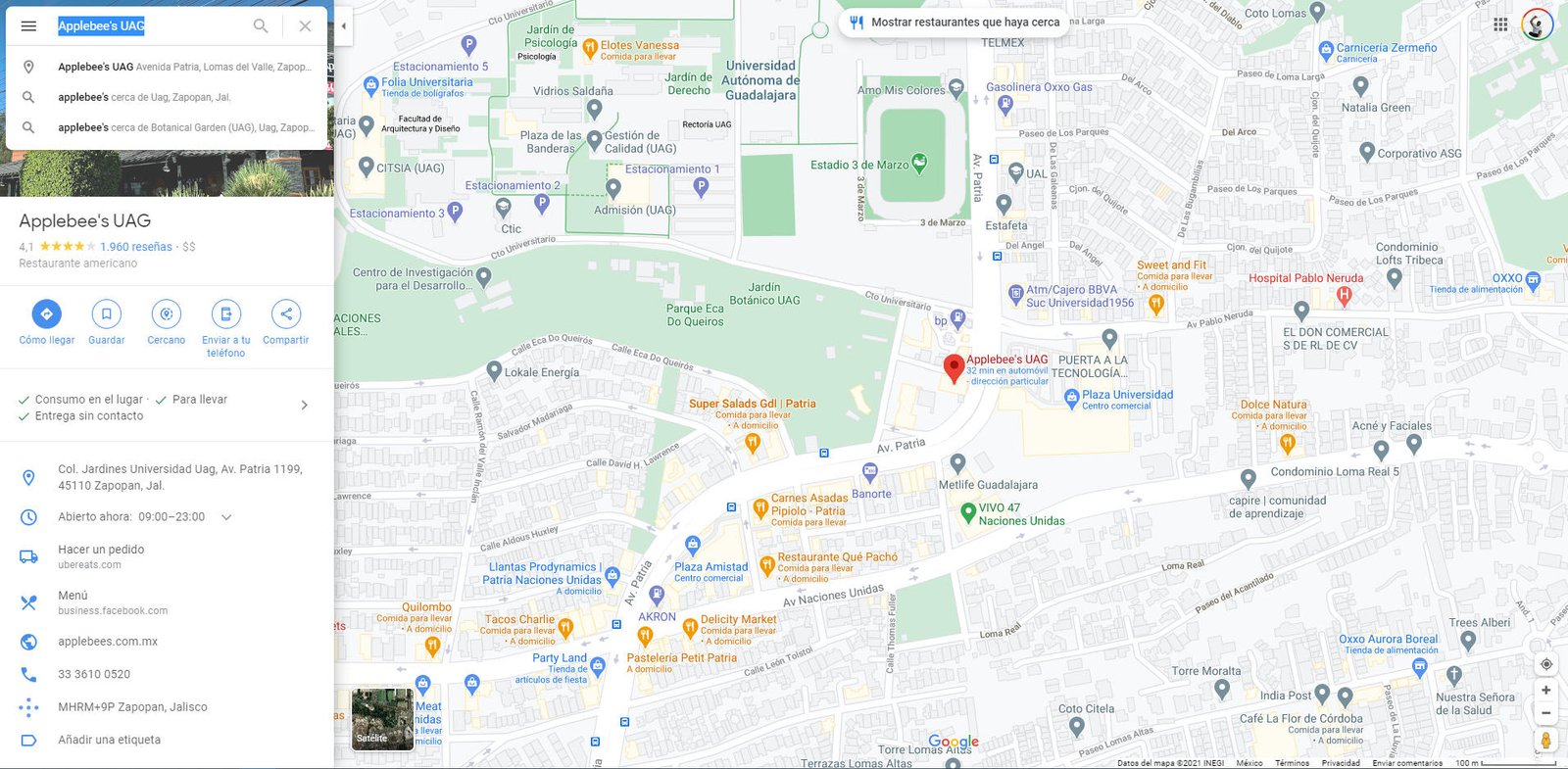 Tu restaurante y competencia en Google Maps