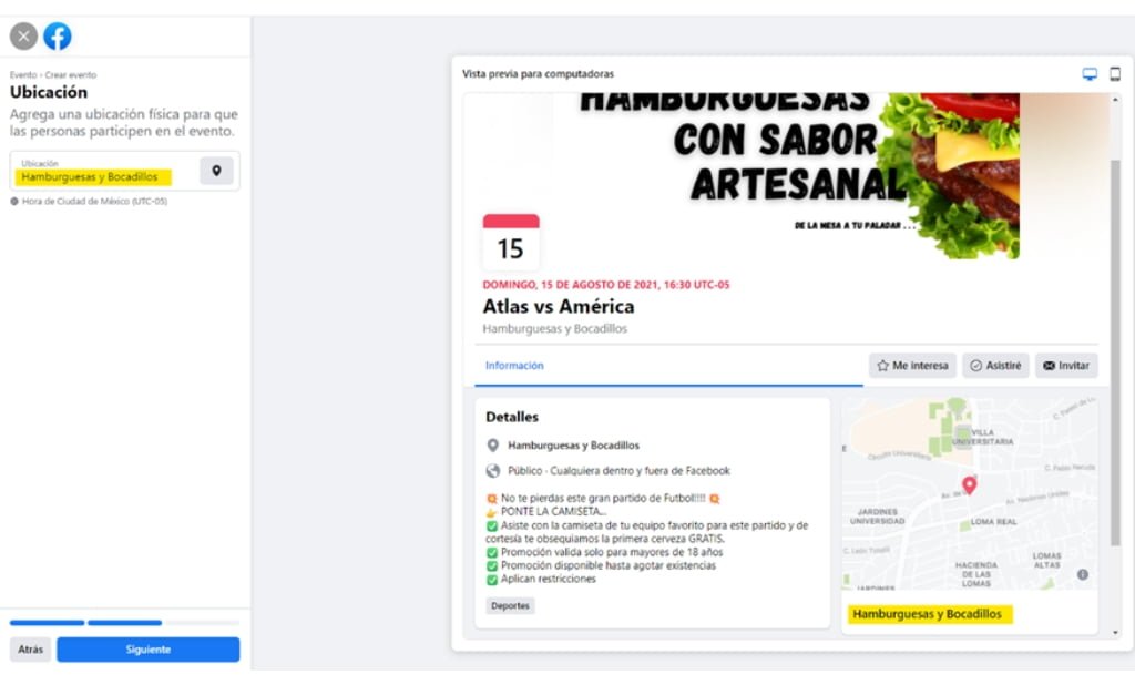 Ubicación de tu evento